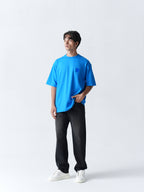 100% Cotton Terry Oversized T-Shirt - Blue