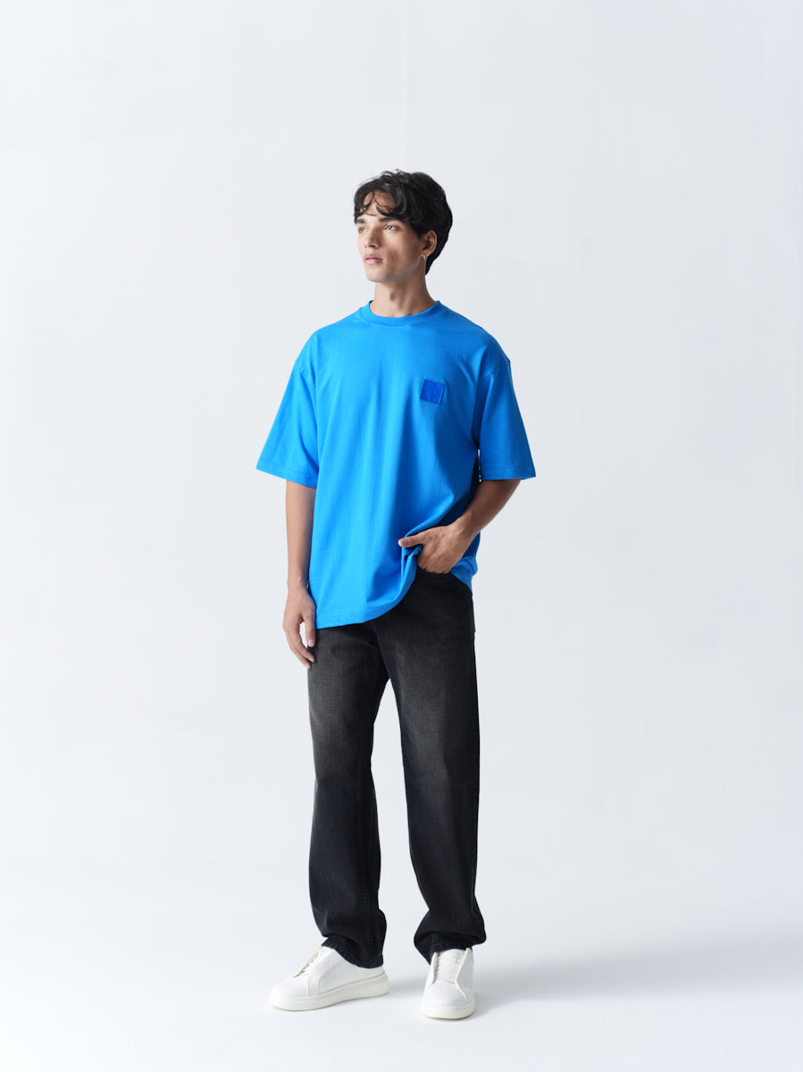 100% Cotton Terry Oversized T-Shirt - Blue