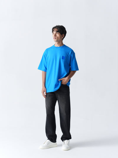 100% Cotton Terry Oversized T-Shirt - Blue
