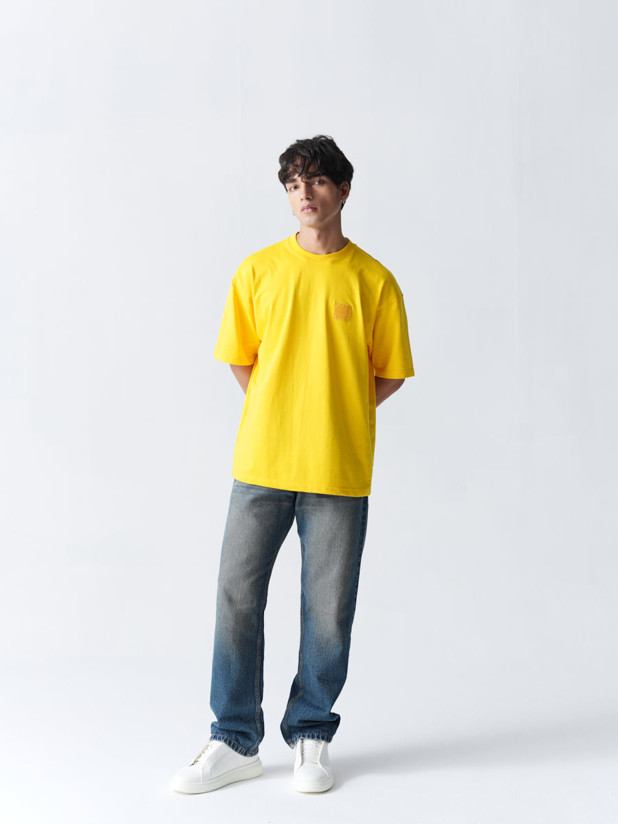 100% Cotton Terry Oversized T-Shirt - Yellow