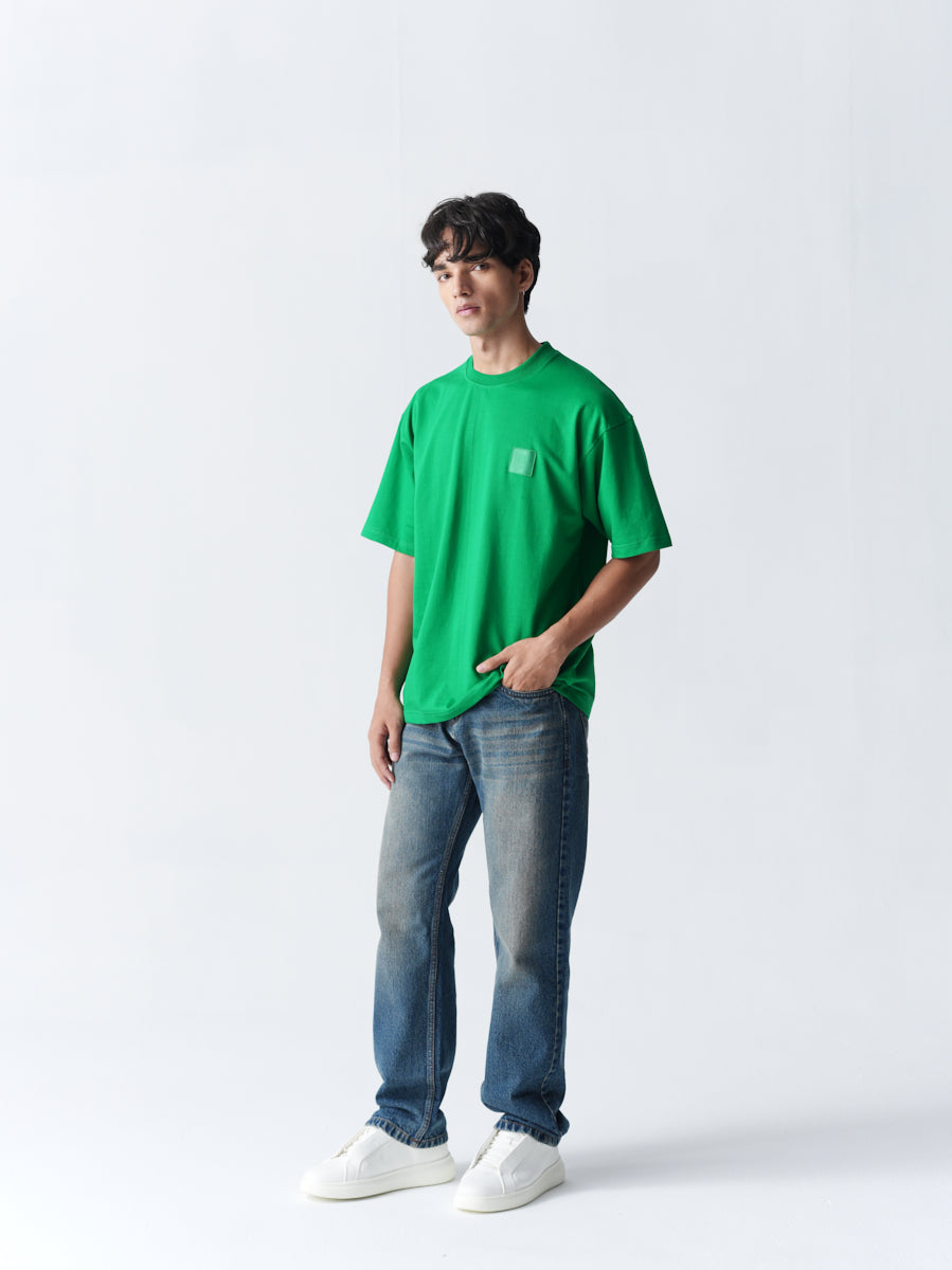 100% Cotton Terry Oversized T-Shirt - Green