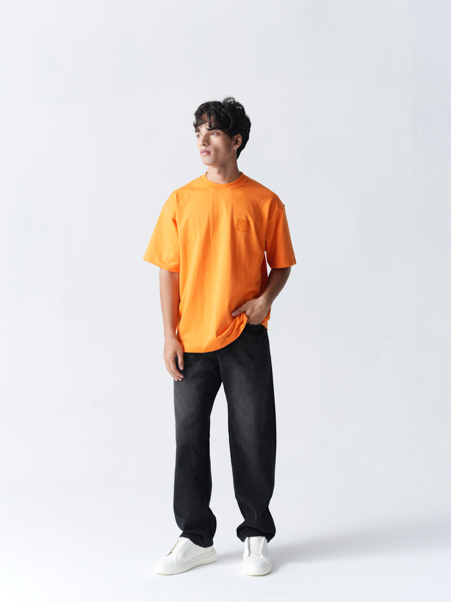 100% Cotton Terry Oversized T-Shirt - Orange