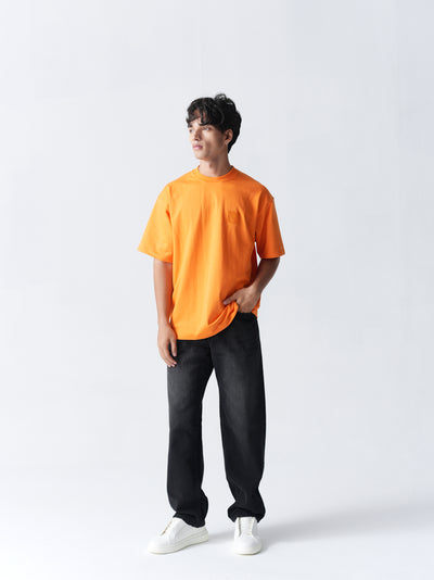 100% Cotton Terry Oversized T-Shirt - Orange