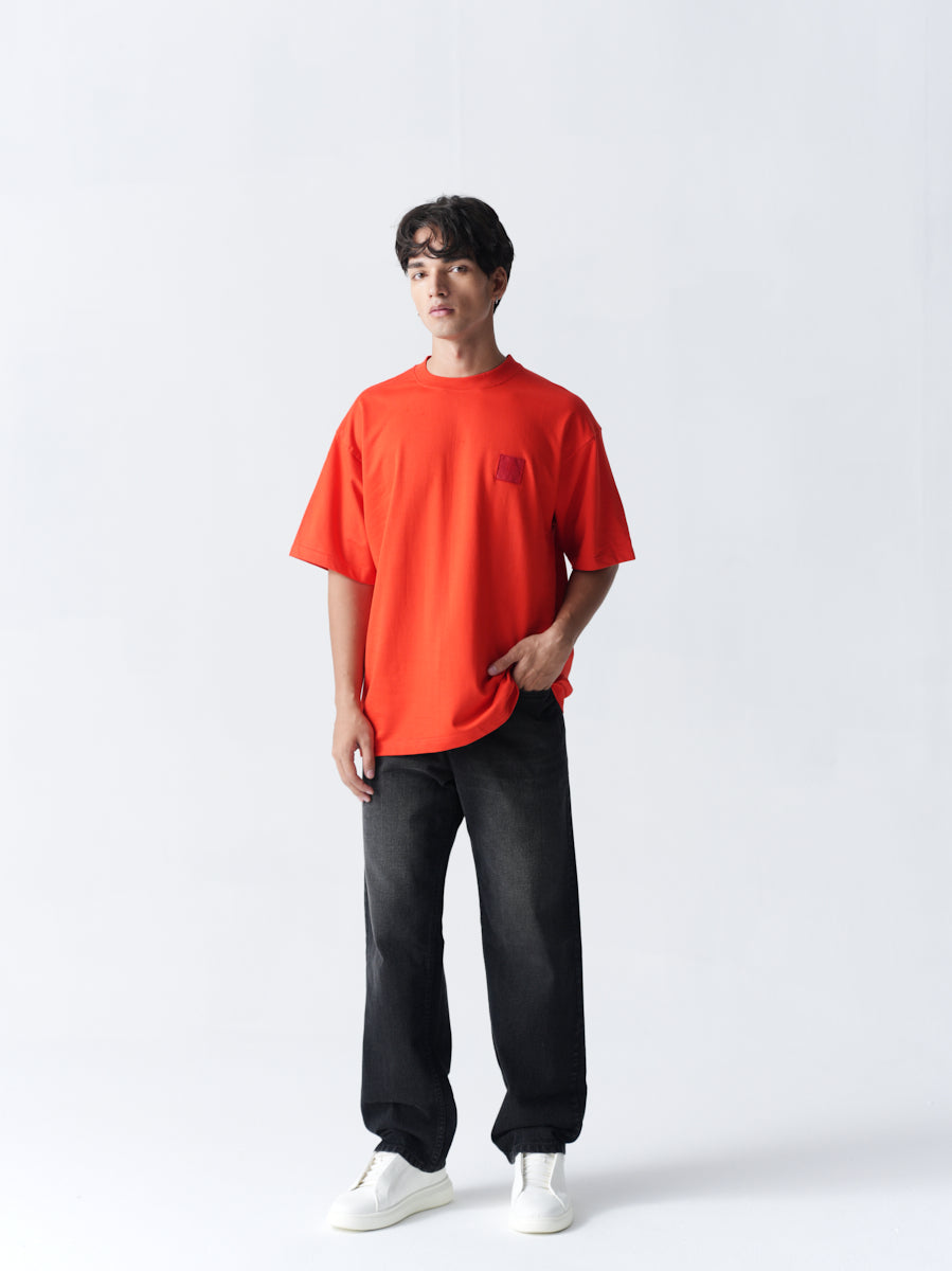 100% Cotton Terry Oversized T-Shirt - Red