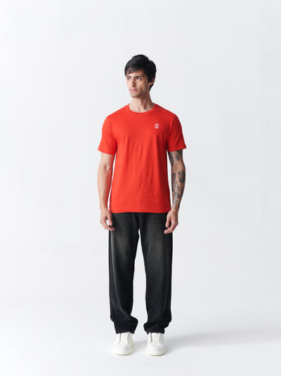 100% Cotton Single Jersey Round Neck T-Shirt - Red
