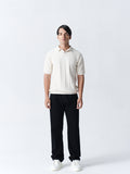 100% Cotton Knit Polo — Solid Half Sleeve — Off White