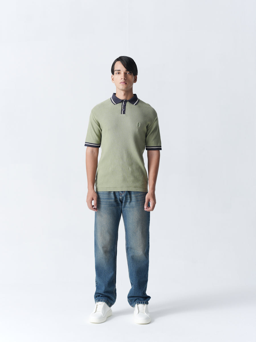 100% Cotton Knit Polo — Dual — Green & Blue