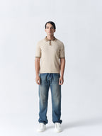 100% Cotton Knit Polo — Dual — Beige & Brown