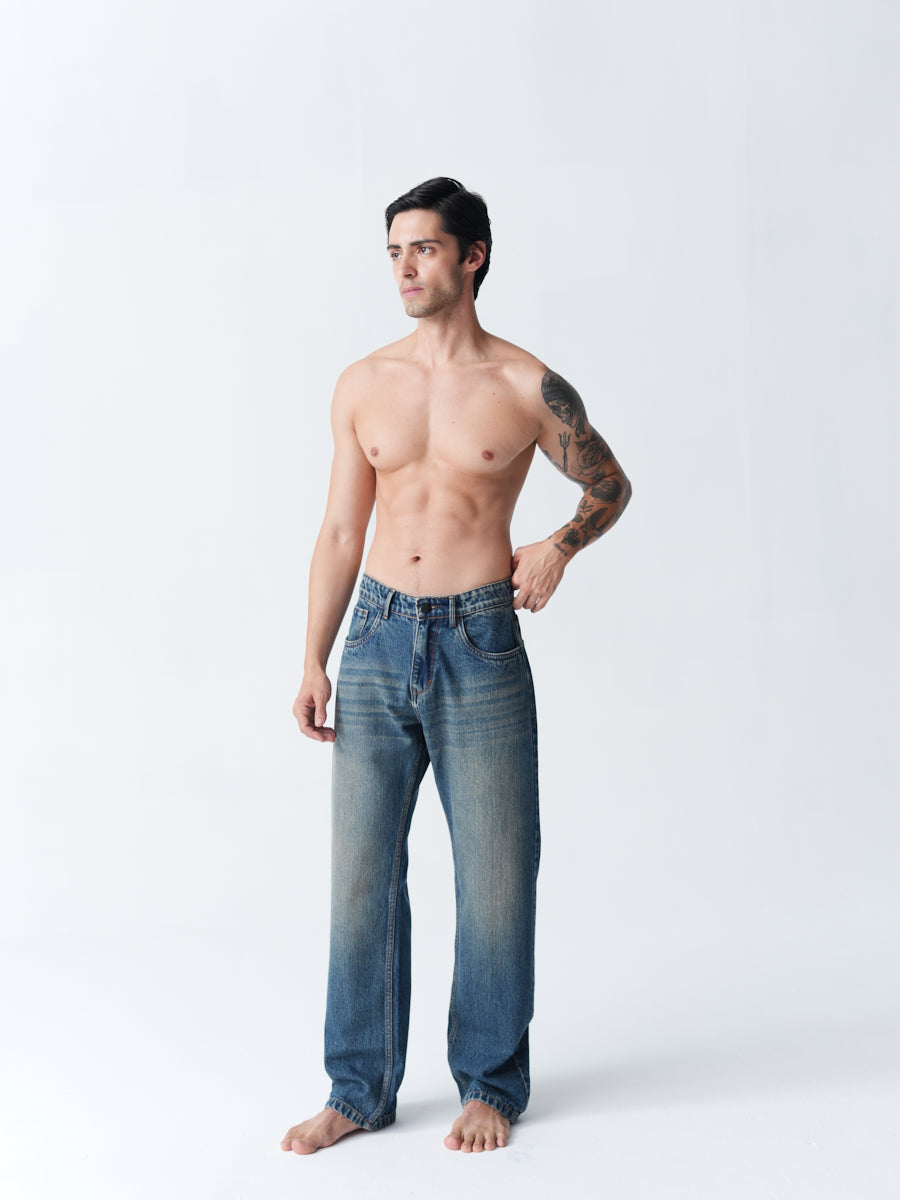 Straight Fit Denim - Washed Green
