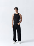 100% Cotton Ribbed Vest - Black