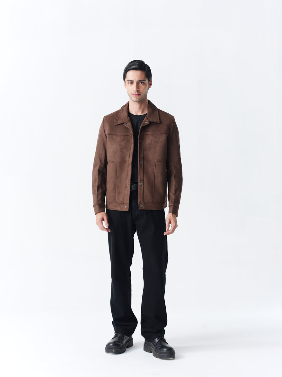 Suede Jacket - Camel Brown