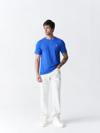 100% Cotton Single Jersey Round Neck T-Shirt - Blue