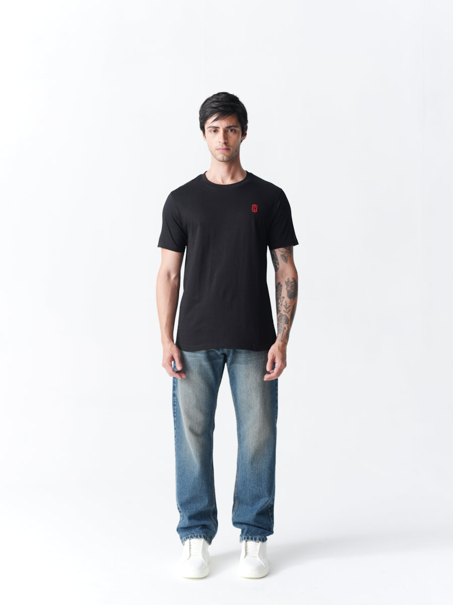 100% Cotton Single Jersey Round Neck T-Shirt - Jet Black