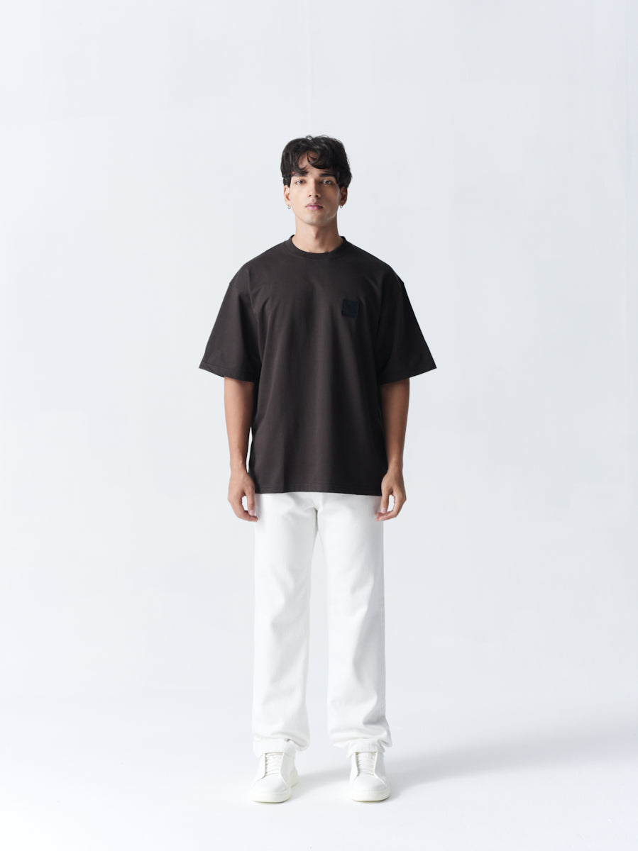 100% Cotton Terry Oversized T-Shirt - Copper Black