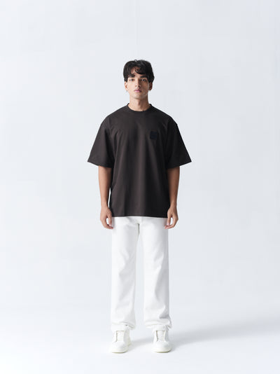 100% Cotton Terry Oversized T-Shirt - Copper Black
