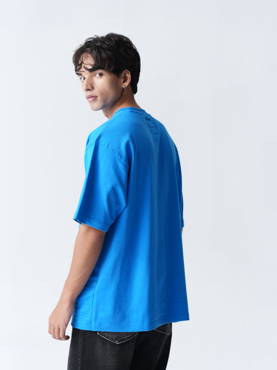 100% Cotton Terry Oversized T-Shirt - Blue