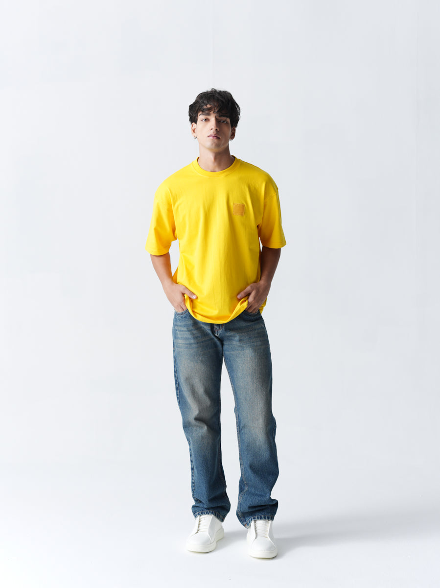 100% Cotton Terry Oversized T-Shirt - Yellow