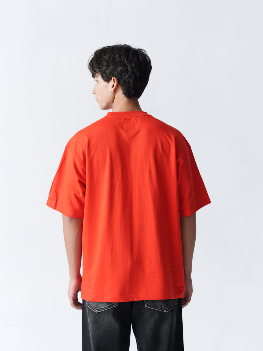 100% Cotton Terry Oversized T-Shirt - Red