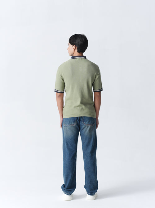 100% Cotton Knit Polo — Dual — Green & Blue