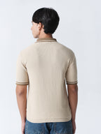 100% Cotton Knit Polo — Dual — Beige & Brown