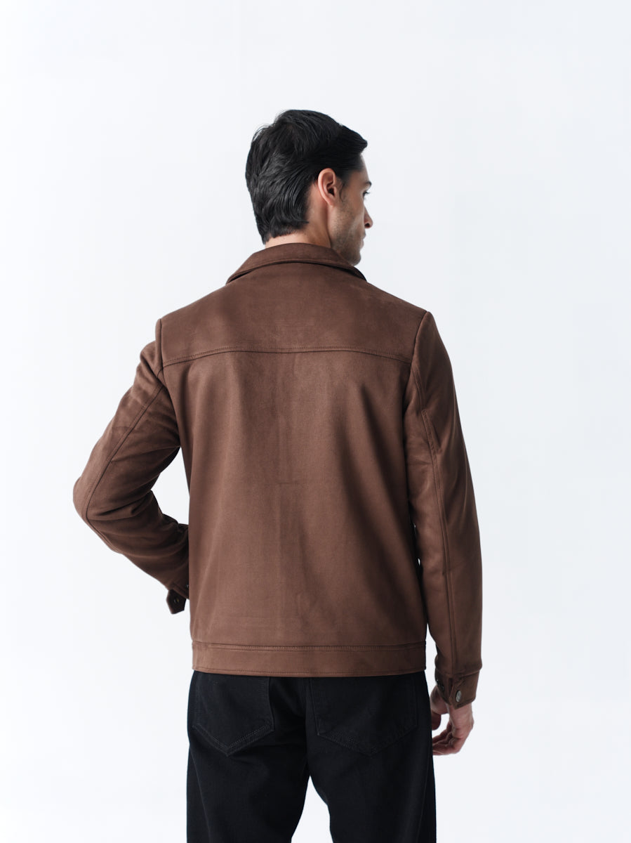 Suede Jacket - Camel Brown