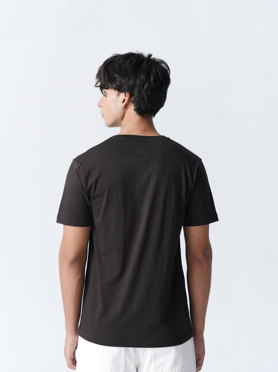 100% Cotton Single Jersey V-Neck T-Shirt - Copper Black