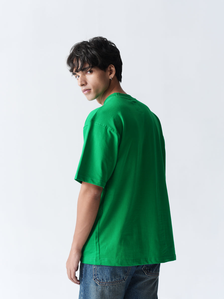 100% Cotton Terry Oversized T-Shirt - Green