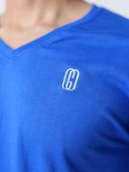 100% Cotton Single Jersey V-Neck T-Shirt - Blue