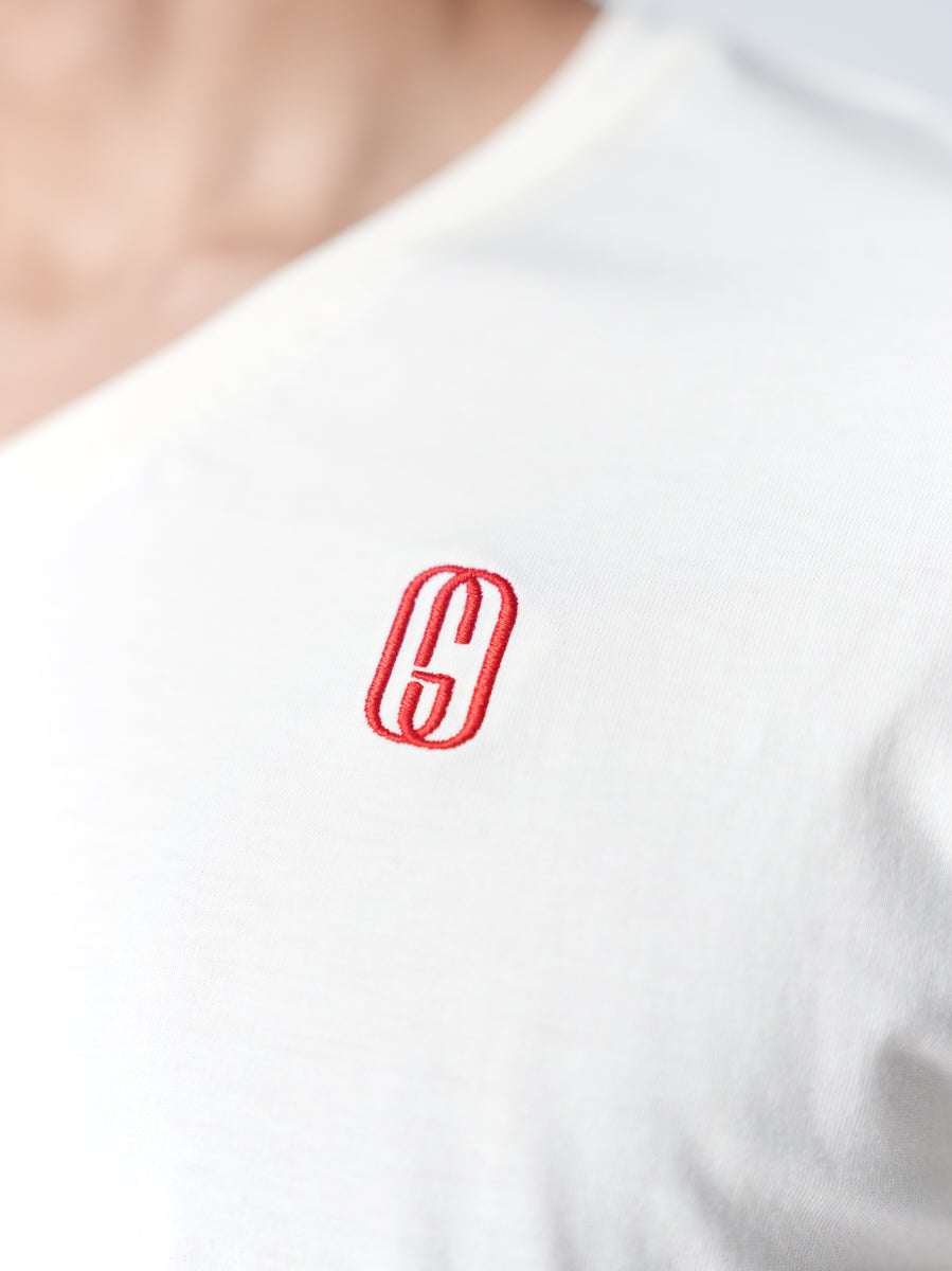 100% Cotton Single Jersey V-Neck T-Shirt - White