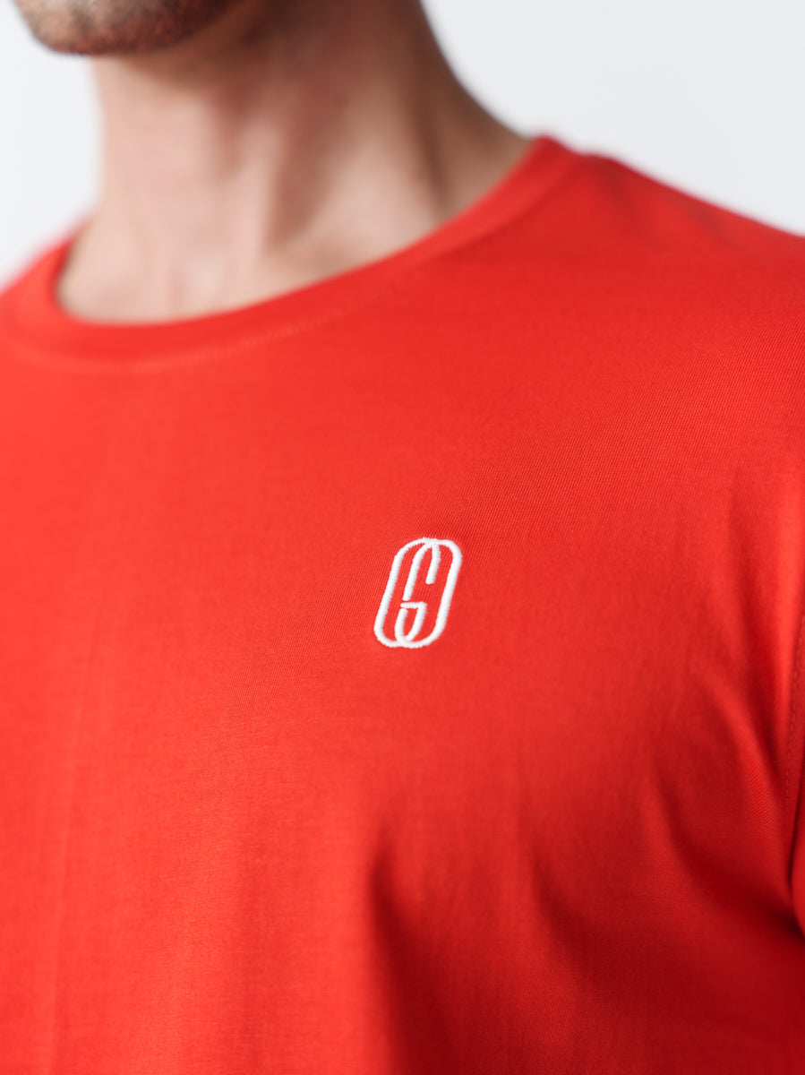 100% Cotton Single Jersey Round Neck T-Shirt - Red