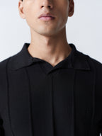 100% Cotton Knit Polo — Solid Half Sleeve — Black