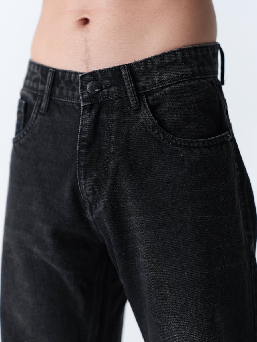 Straight Fit Denim - Washed Black