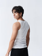 100% Cotton Ribbed Vest - White
