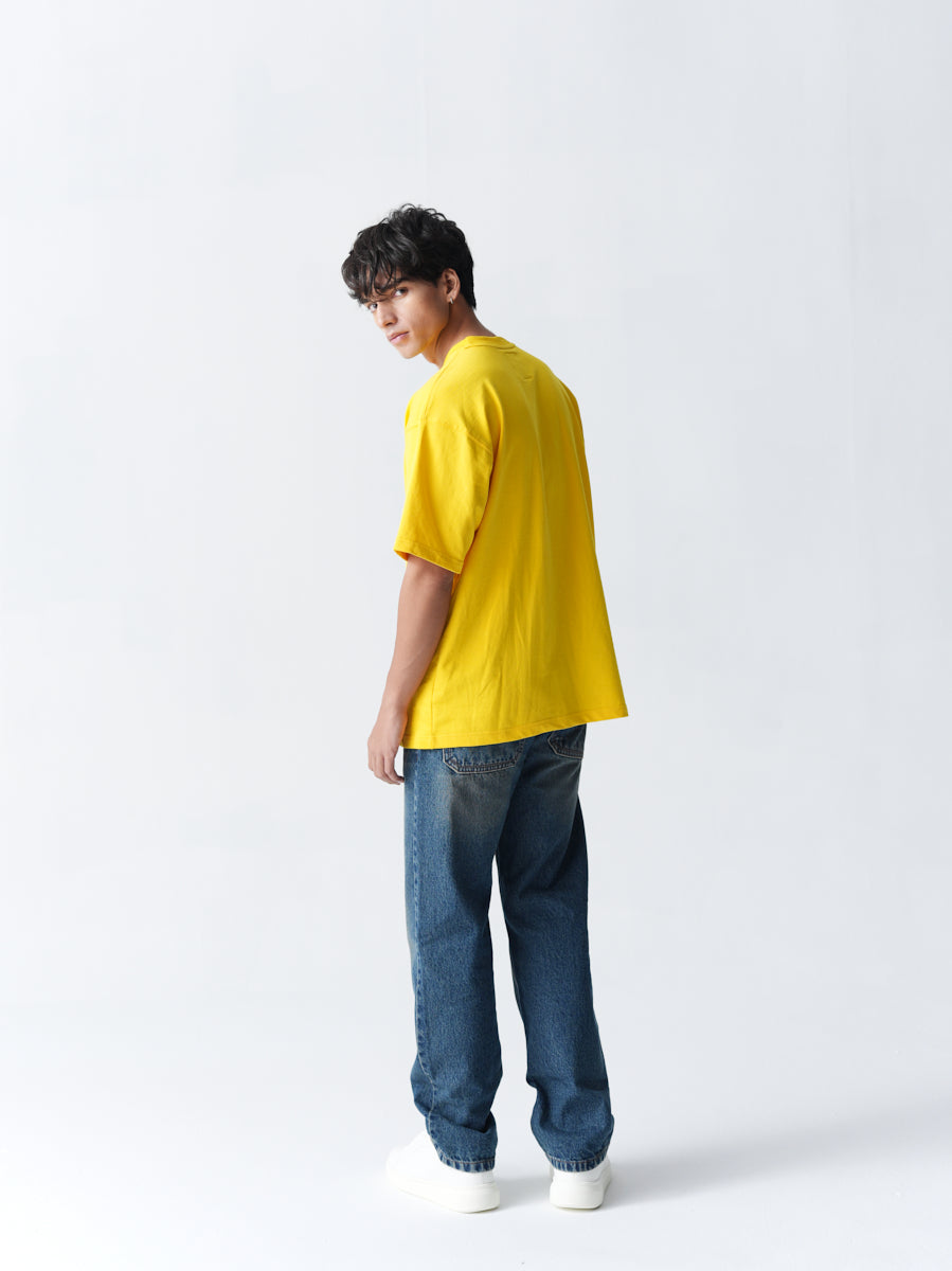 100% Cotton Terry Oversized T-Shirt - Yellow