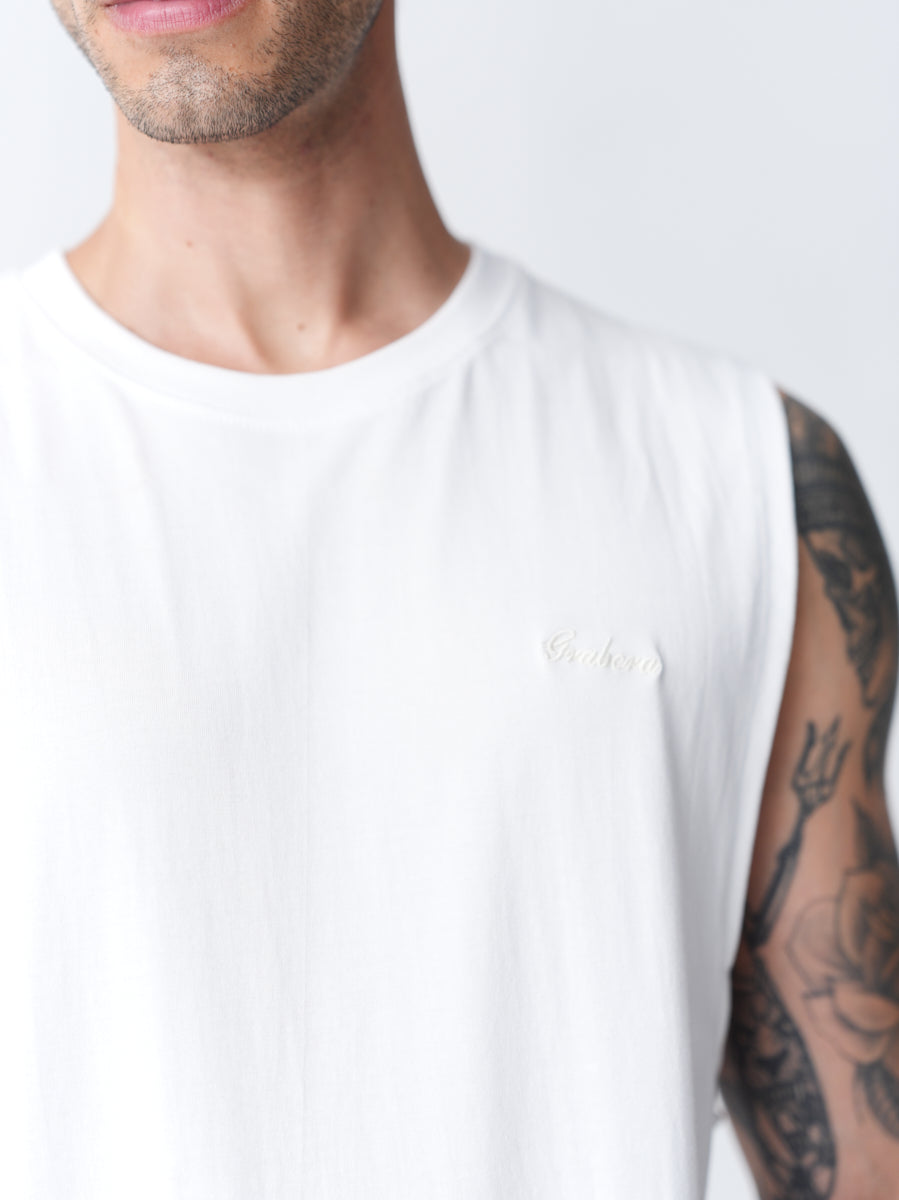 100% Cotton Sleeveless Vest - White