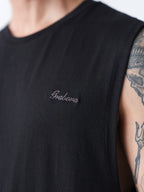 100% Cotton Sleeveless Vest - Black