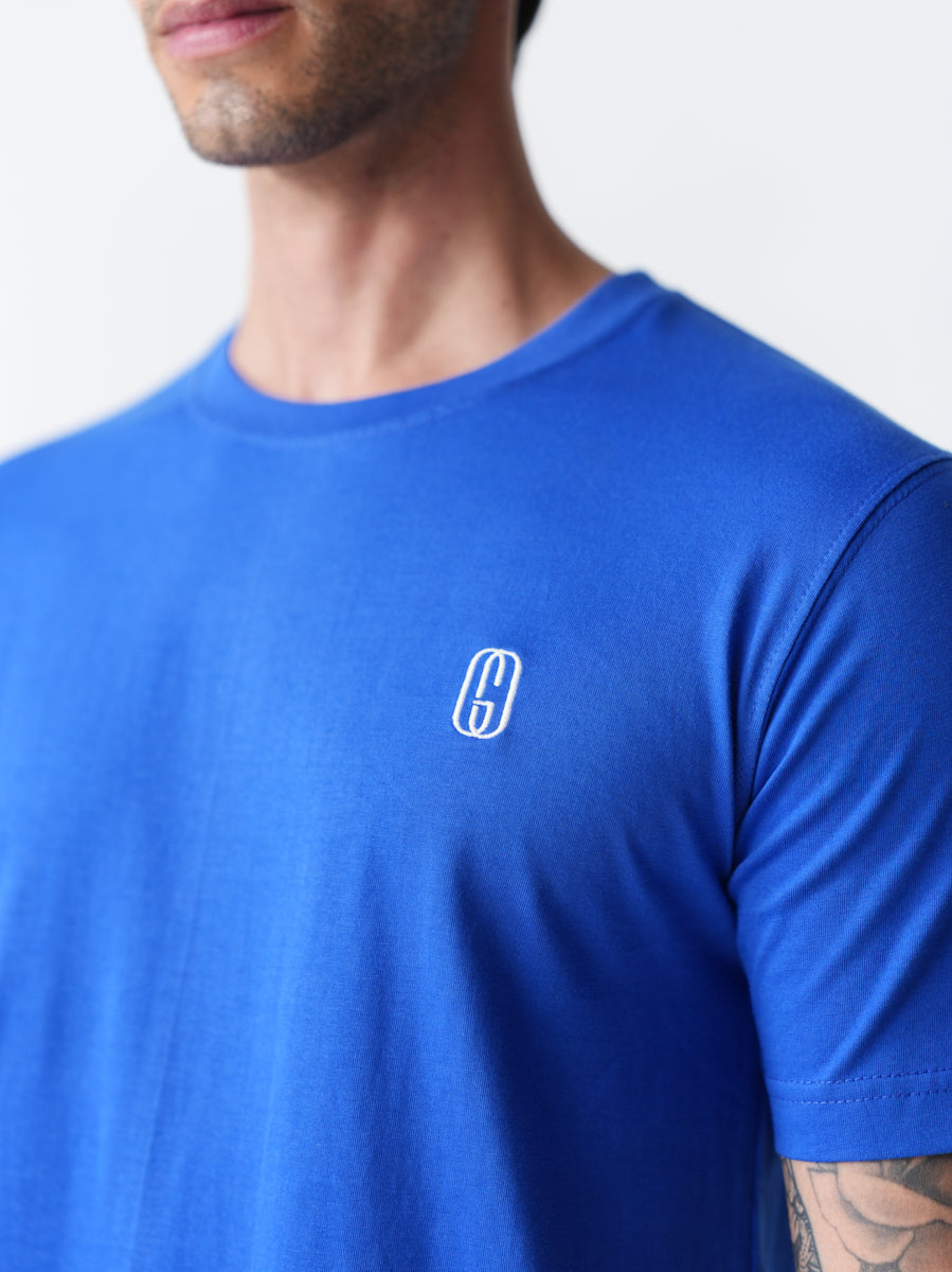 100% Cotton Single Jersey Round Neck T-Shirt - Blue