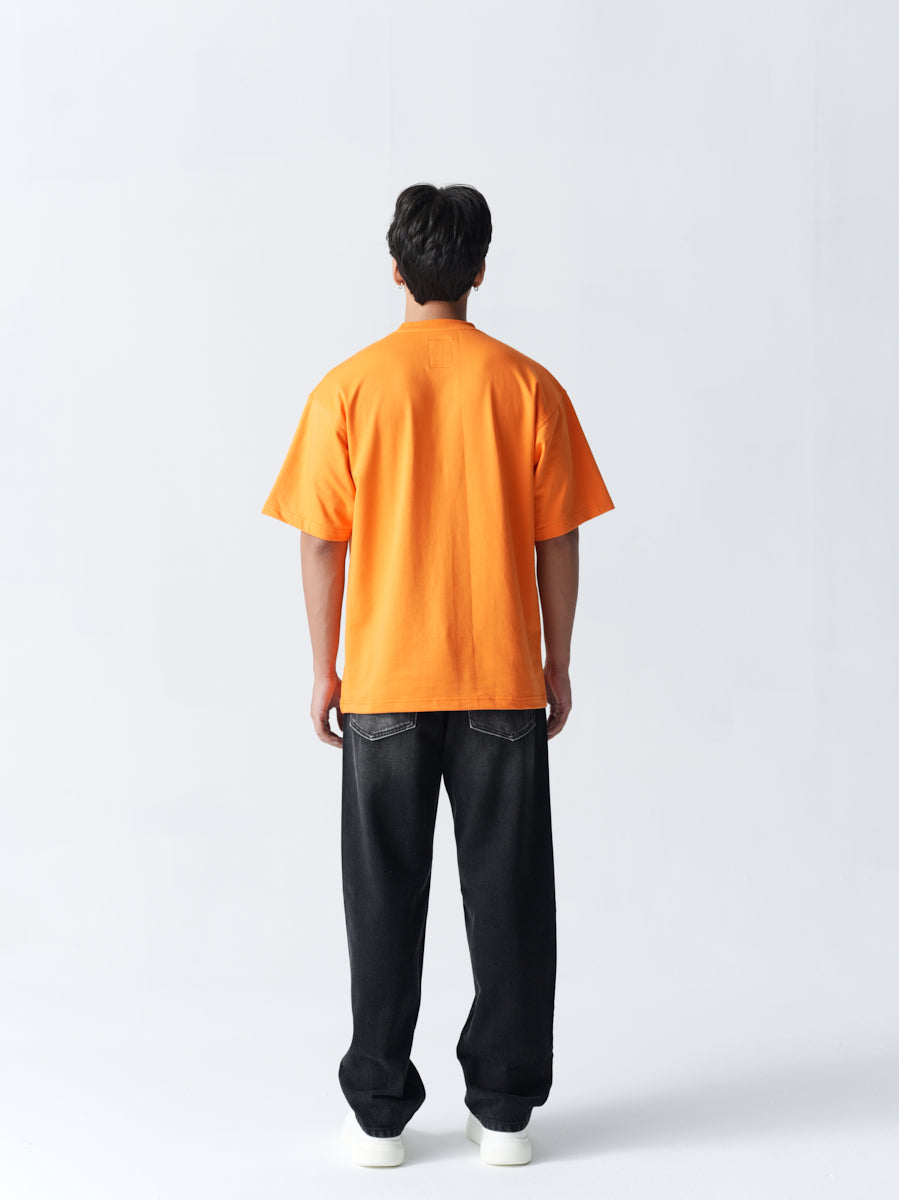 100% Cotton Terry Oversized T-Shirt - Orange
