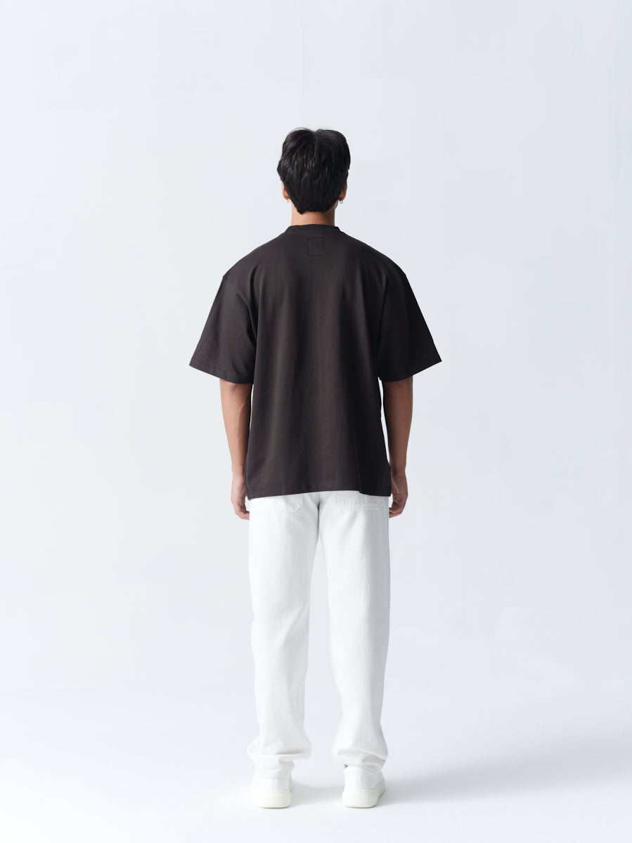 100% Cotton Terry Oversized T-Shirt - Copper Black