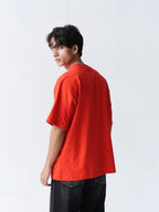 100% Cotton Terry Oversized T-Shirt - Red