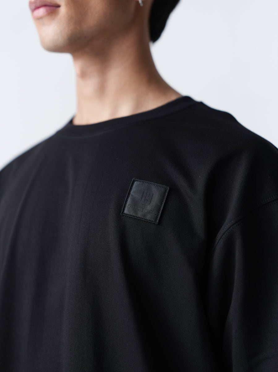 100% Cotton Terry Oversized T-Shirt - Jet Black