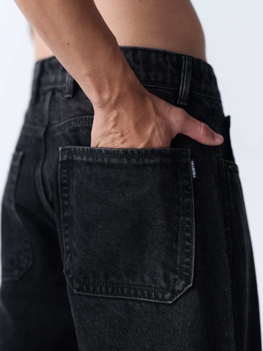 Straight Fit Denim - Washed Black