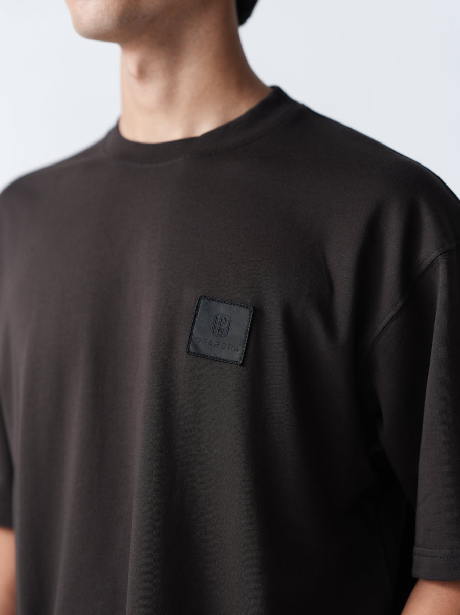 100% Cotton Terry Oversized T-Shirt - Copper Black