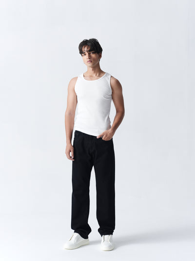 100% Cotton Ribbed Vest - White