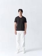 100% Cotton Single Jersey V-Neck T-Shirt - Copper Black
