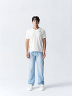 100% Cotton Single Jersey V-Neck T-Shirt - White